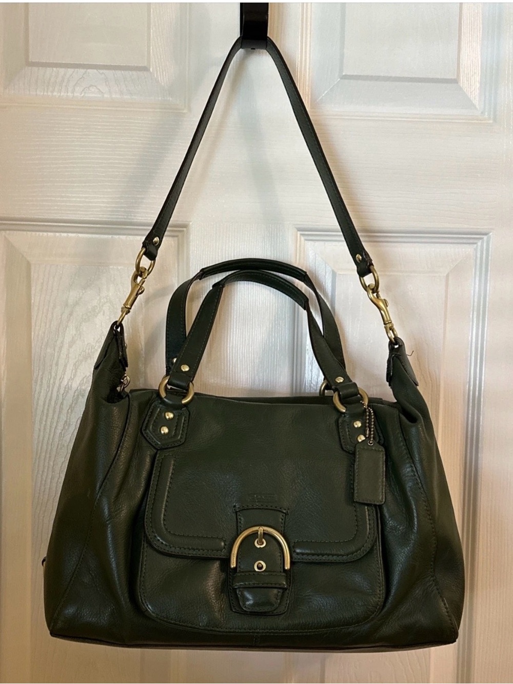 Coach Campbell Forest Green Buttery Leather Purse Satchel Handbag Very Good Cond - Picture 7 of 14